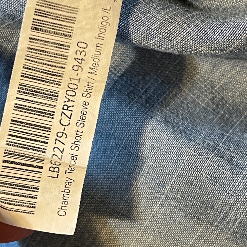 Quince Blue Button Up Shirt Short Sleeve Pocket Minimalist Chambray Top Medium - Picture 9 of 9